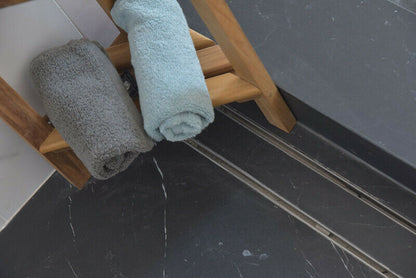 Matte Black Tile Insert Linear Shower Drain with Free Hair Trap by SereneDrains
