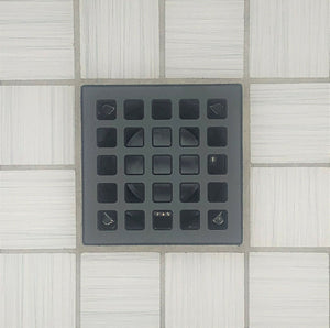 Ebbe E4803 Quadra Matte Black Square Shower Drain with Installation Kit