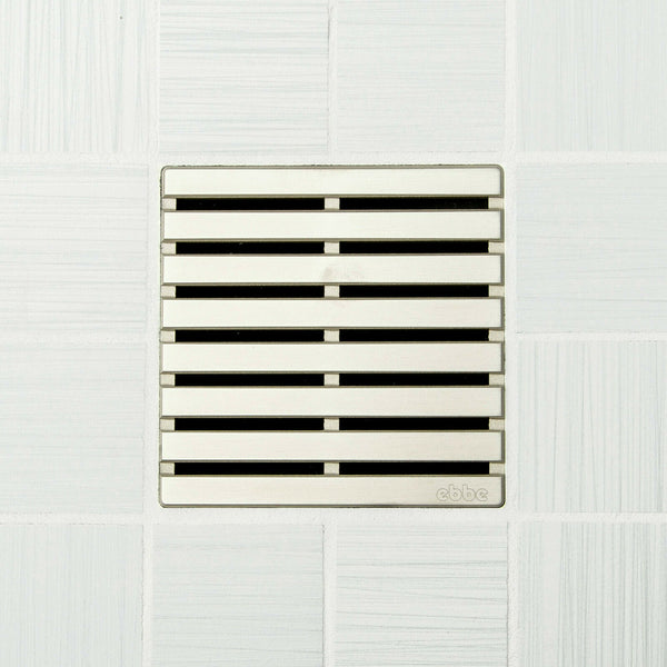 Ebbe E4811 Parallel Satin Nickel Square Shower Drain with Installation Kit