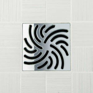Ebbe E4806 Twister Polished Chrome Square Drain with Installation Kit