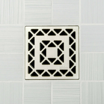 Ebbe E4802 Lattice Brushed Nickel Square Shower Drain with Installation Kit