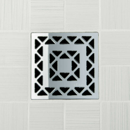 Ebbe E4802 Lattice Polished Chrome Square Shower Drain with Installation Kit