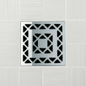 Ebbe E4802 Lattice Polished Chrome Square Shower Drain with Installation Kit