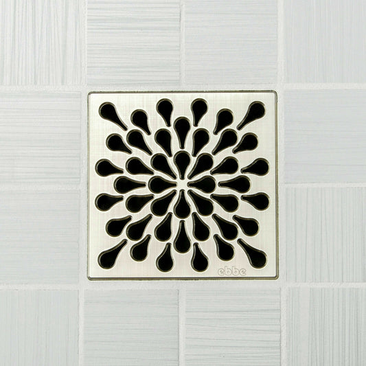 Ebbe E4805 Splash Brushed Nickel Square Shower Drain with Installation Kit