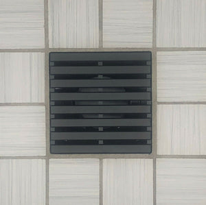 Ebbe E4811 Parallel Matte Black Square Shower Drain with Installation Kit