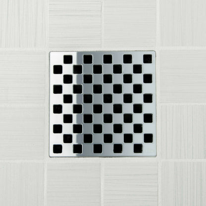 Ebbe E4807 Weave Polished Chrome Square Shower Drain with Installation Kit