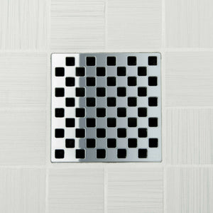 Ebbe E4807 Weave Polished Chrome Square Shower Drain with Installation Kit