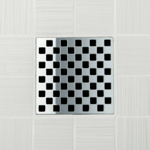 Ebbe E4807 Weave Polished Chrome Square Shower Drain with Installation Kit