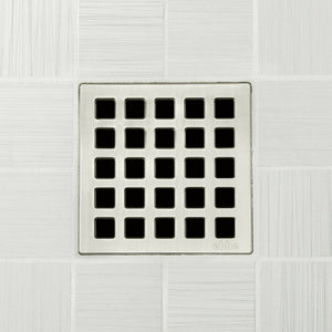 Ebbe E4803 Quadra Brushed Nickel Square Shower Drain with Installation Kit