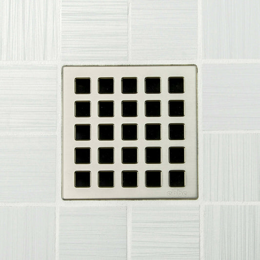 Ebbe E4803 Quadra Satin Nickel Square Shower Drain with Installation Kit
