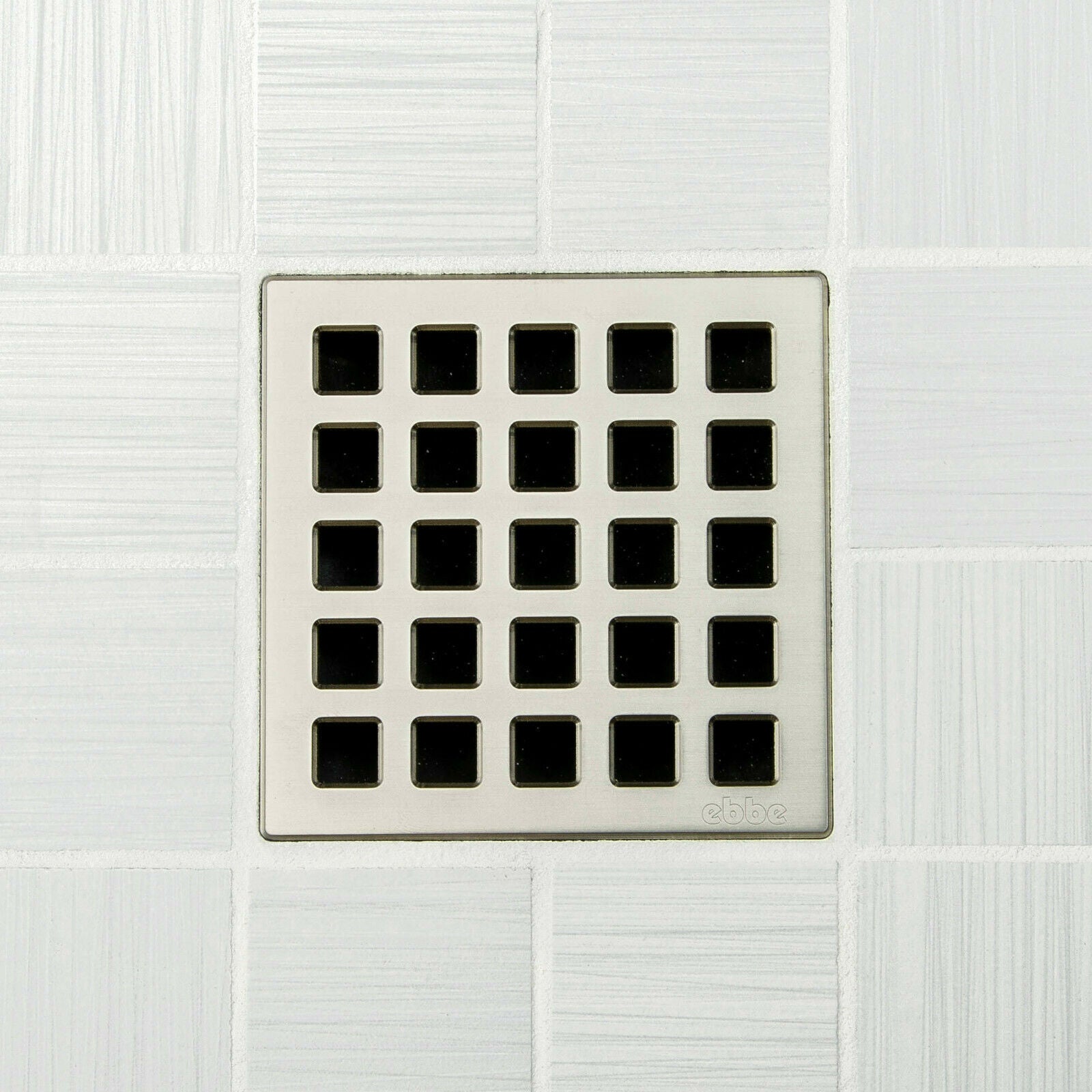 Ebbe E4803 Quadra Satin Nickel Square Shower Drain with Installation Kit