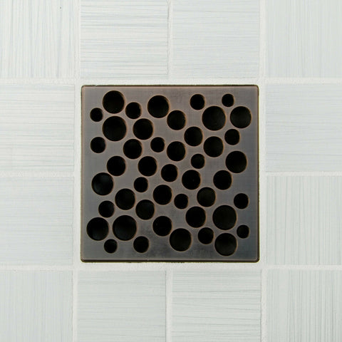 Ebbe E4812 Bubbles Oil Rubbed Bronze Square Drain with Installation Kit