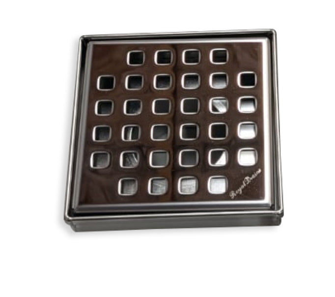 Shower Set: 4 Inch Polished Chrome Square Shower Drain With Shower Shelf