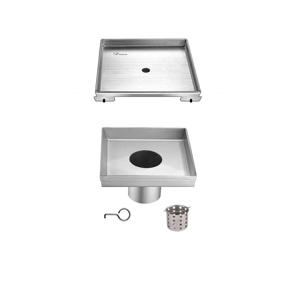 Dawn 5 Inch Tile Insert Square Shower Drain Colorado River Series SCO050504 (push-in) Polished Satin Finish