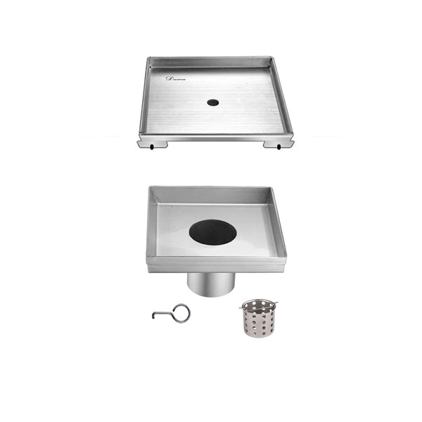 Dawn 5 Inch Tile Insert Square Shower Drain Colorado River Series SCO050504 (push-in) Polished Satin Finish