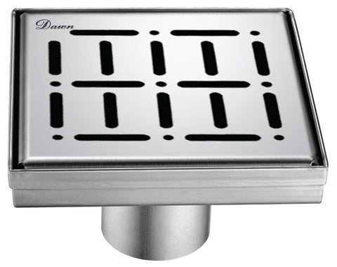 Dawn 5 Inch Square Shower Drain Loire River Series LLE050504 (push-in) Polished Satin Finish