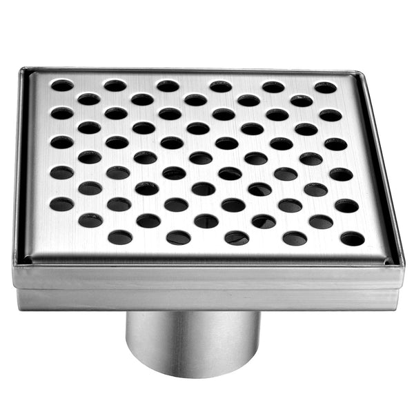 Dawn 5 Inch Square Shower Drain Rhone River Series LRE050504 (push-in) Polished Satin Finish