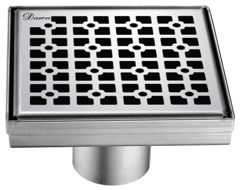 Dawn 5 Inch Square Shower Drain Views Along The River Nile Series LVG050504 (push-in) Polished Satin Finish