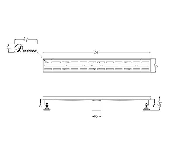Dawn® 47 Inch Linear Shower Drain, Amazon River Series, Polished Satin Finish