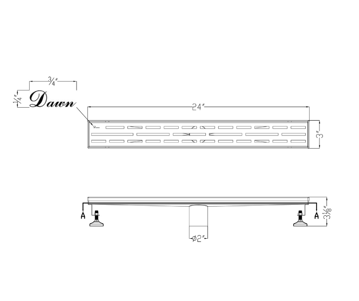 Dawn® 36 Inch Linear Shower Drain, Amazon River Series, Polished Satin Finish