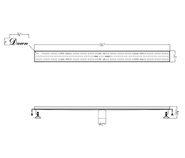 Dawn® 36 Inch Linear Shower Drain, Amazon River Series, Polished Satin Finish