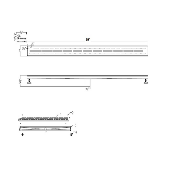 Dawn® 36 Inch Linear Shower Drain, Amazon River Series, Polished Satin Finish