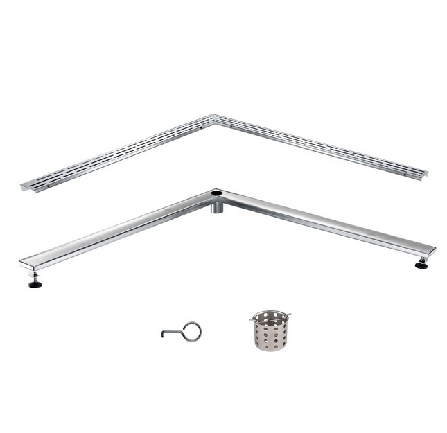Corner Shower Drain, Dawn Amazon River Series, L-Shaped Linear Shower Drain, 36 Inch