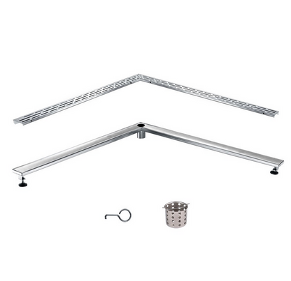 Corner Shower Drain, Dawn Amazon River Series, L-Shaped Linear Shower Drain, 36 Inch