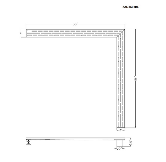 Corner Shower Drain, Dawn Amazon River Series, L-Shaped Linear Shower Drain, 36 Inch