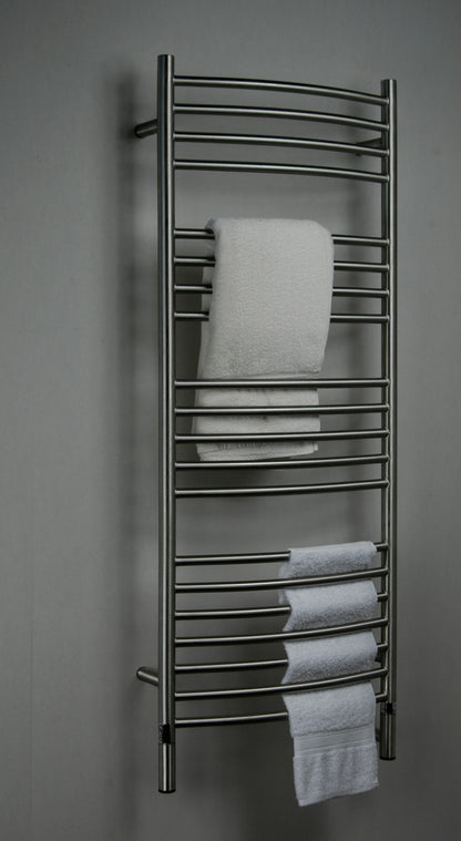 Amba Jeeves D Curved Brushed Towel Warmer, Hardwired, 20 Bars, W 21" H 53"