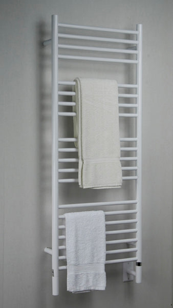 White Towel Warmer, Amba Jeeves D Straight, Hardwired, 20 Bars, W 21" H 53"