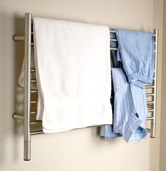 Brushed Towel Warmer, Amba Jeeves L Straight, Hardwired, 10 Bars, W 40" H 27"