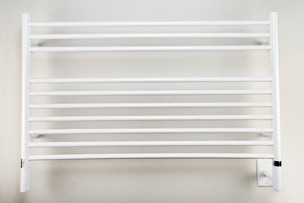 White Towel Warmer, Amba Jeeves L Straight, Hardwired, 10 Bars, W 40" H 27"