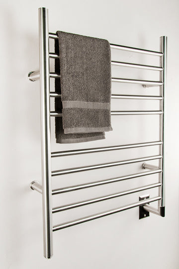 Brushed Towel Warmer, Amba Radiant Hardwired Straight, 10 Bar Towel Warmer