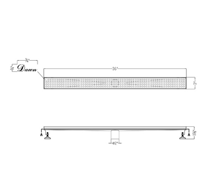 24 Inch Linear Drain with Adjustable Feet, Luxury Polished Finish Drain, Dawn USA LBE240304