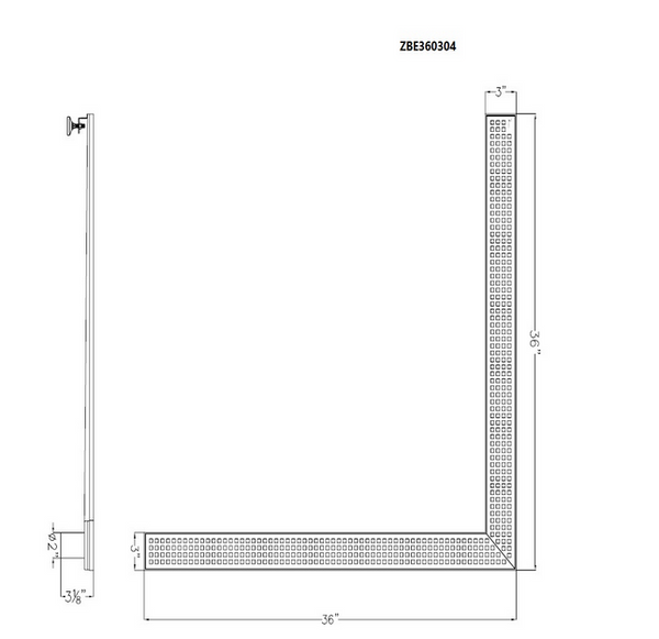 Corner Shower Drain, Dawn Brisbane River Series, L-Shaped Linear Shower Drain, 36 Inch