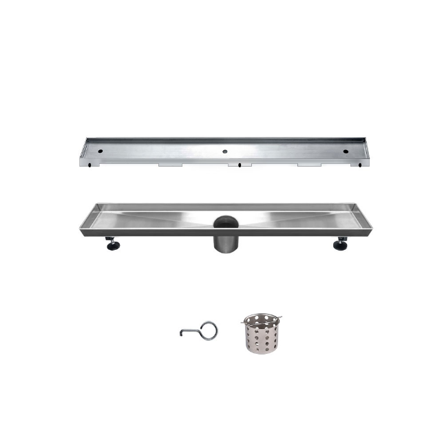 12 Inch Tile Insert Linear Shower Drain with Adjustable Leveling Feet