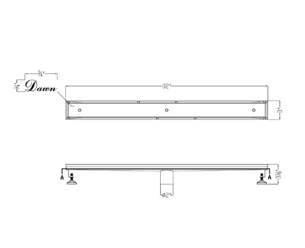 Dawn 36 Inch Tile Insert Linear Shower Drain Colorado River Series, Polished Satin Finish