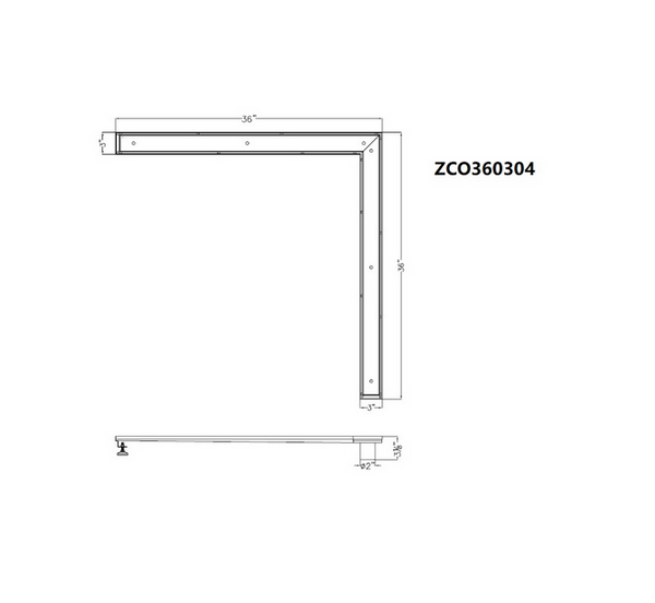 Tile Insert Corner Drain, Dawn Colorado River Series, L-Shaped Tile Insert Linear Drain, 36 Inch