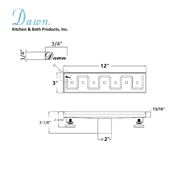 Dawn® 59 Inch Linear Shower Drain, Congo-Chambeshi River Series, Polished Satin Finish