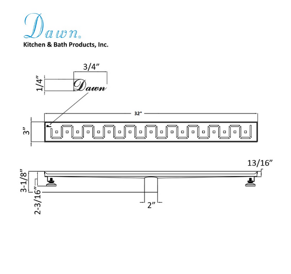 Dawn® 24 Inch Linear Shower Drain, Congo-Chambeshi River Series, Polished Satin Finish