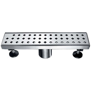 Dawn 12 Inch Linear Shower Drain, Mississippi River Series, Polished Satin Finish