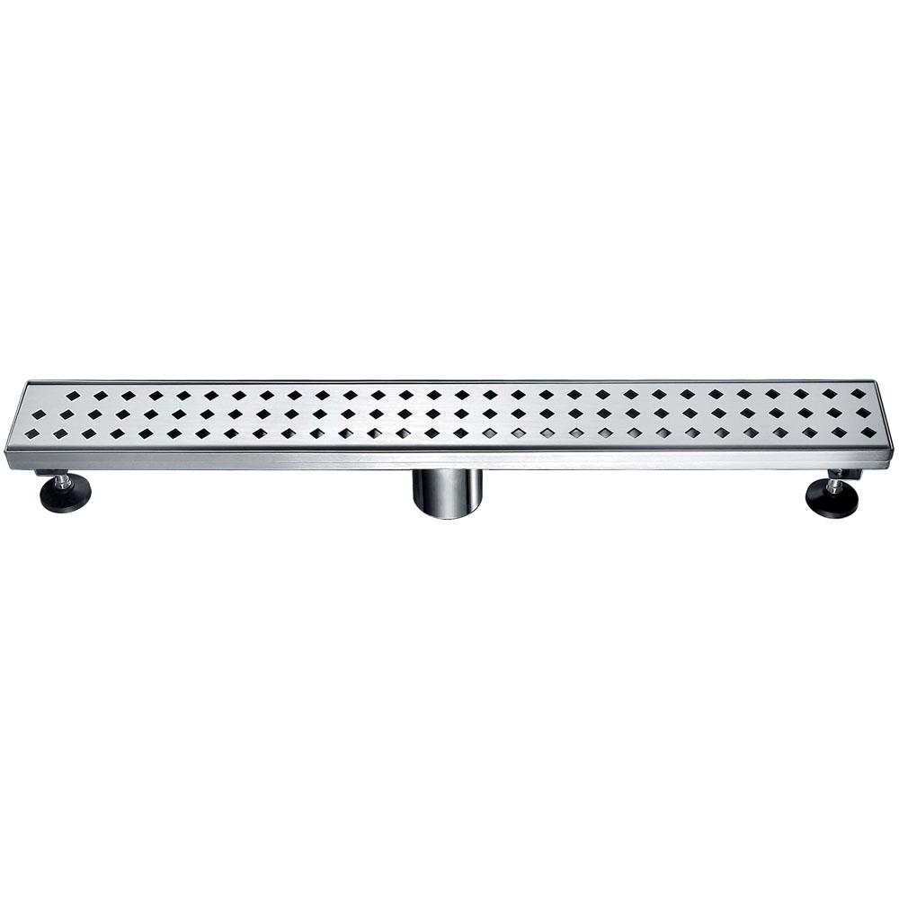 Dawn® 24 Inch Linear Shower Drain, Mississippi River Series, Polished Satin Finish