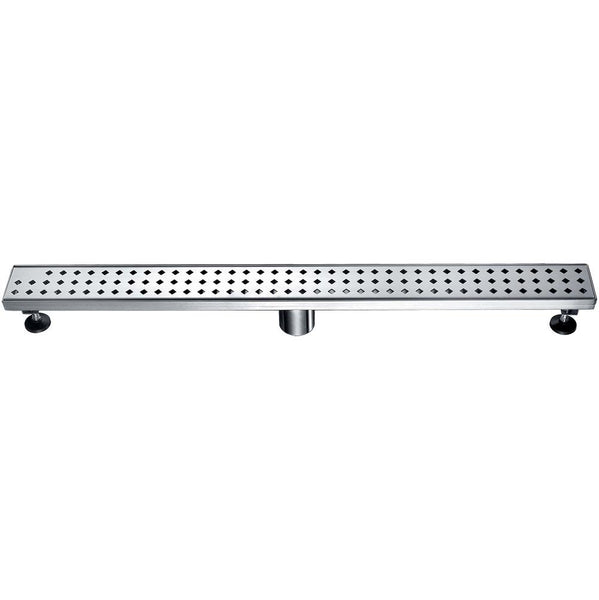 Dawn 12 Inch Linear Shower Drain, Mississippi River Series, Polished Satin Finish