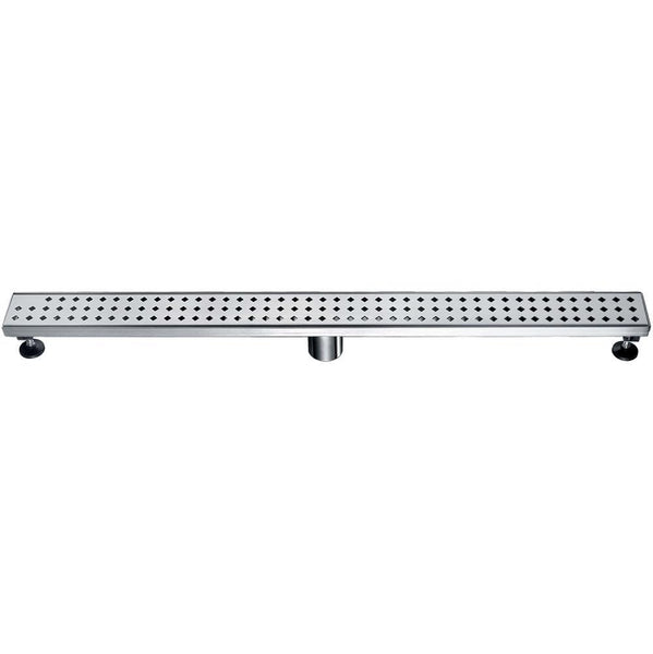 Dawn 12 Inch Linear Shower Drain, Mississippi River Series, Polished Satin Finish