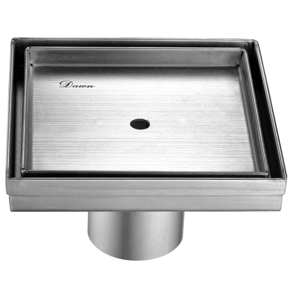 Dawn 5 Inch Tile Insert Square Shower Drain Colorado River Series SCO050504 (push-in) Polished Satin Finish