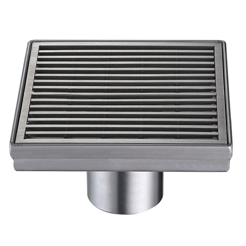 Dawn 5 Inch Square Shower Drain Wheaton River Series SWN050504 (push-in) Polished Satin Finish.