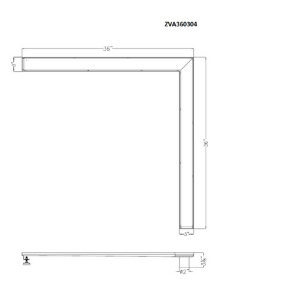 Corner Shower Drain, Dawn Series, L-Shaped Linear Shower Drain, 36 Inch