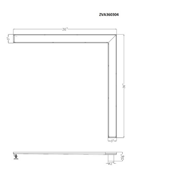 Corner Shower Drain, Dawn Series, L-Shaped Linear Shower Drain, 36 Inch