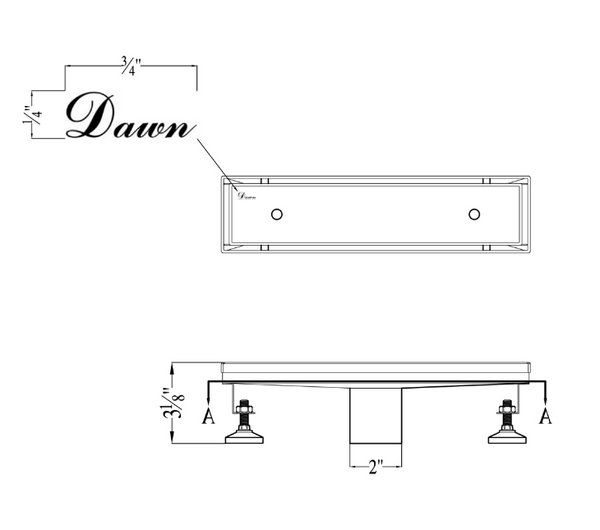 Dawn 36 Inch Tile Insert Linear Shower Drain Colorado River Series, Polished Satin Finish